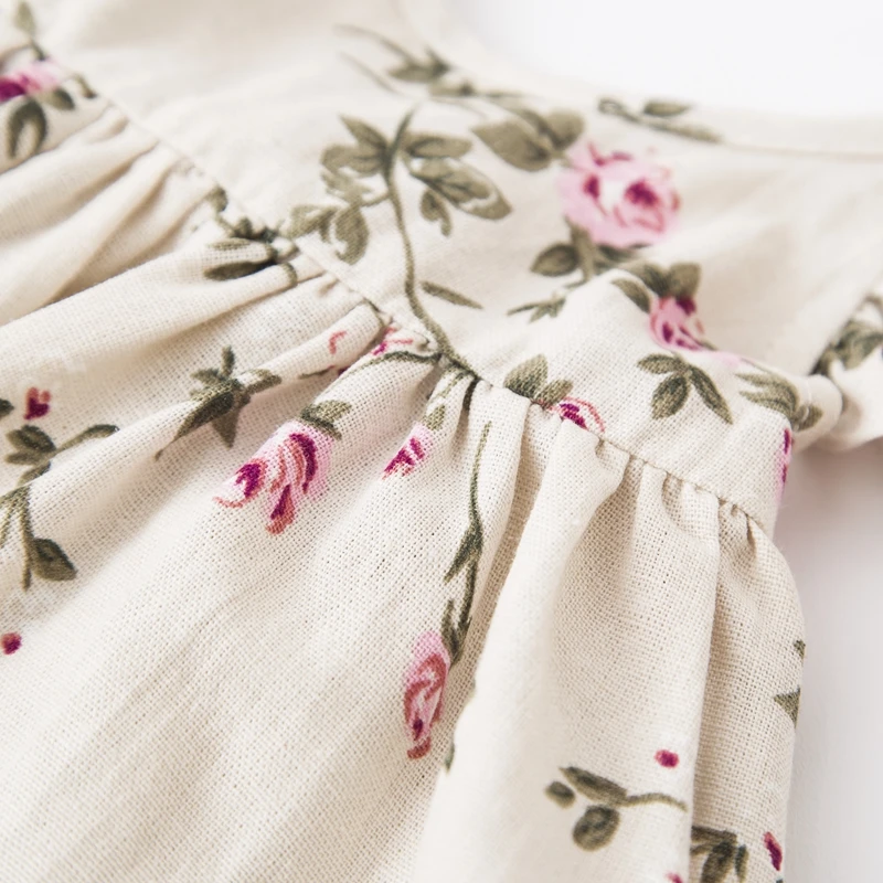 Мечта Колыбель 100% лен спинки Peach Blossom 3 лет платье для девочек