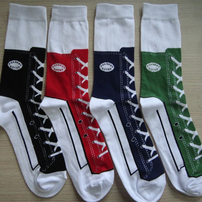 Make Your Own Design Women Cotton Shoes Sneaker Socks, Novelty Socks Shoe Lace Style Ladies Sneaker Socks