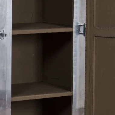 Aviator Trunk Large Aluminium Cover Canvas Inner Storage Box Aluminium Chest With Door