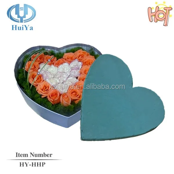 Artificial Rose Buds Foam Flower Heart Shaped Gift Box With Floral Foam