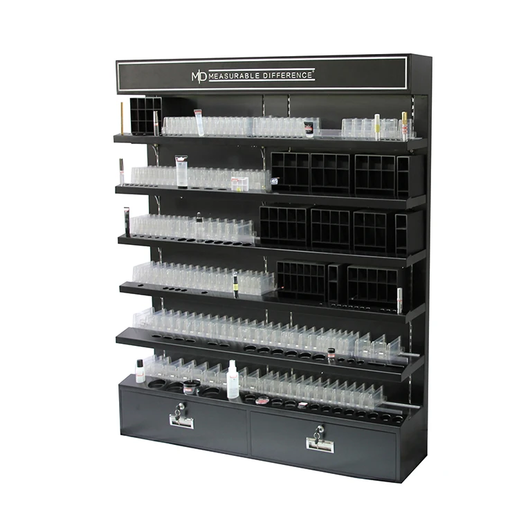 
Factory direct customized cosmetic display floor stands wall wood showcase designs retail furniture 