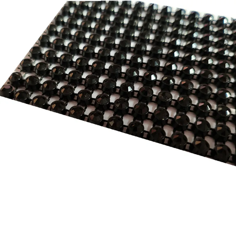 
Hot sell 3mm crystal rhinestone mesh 24rows resin beads trimming plastic banding pearl 