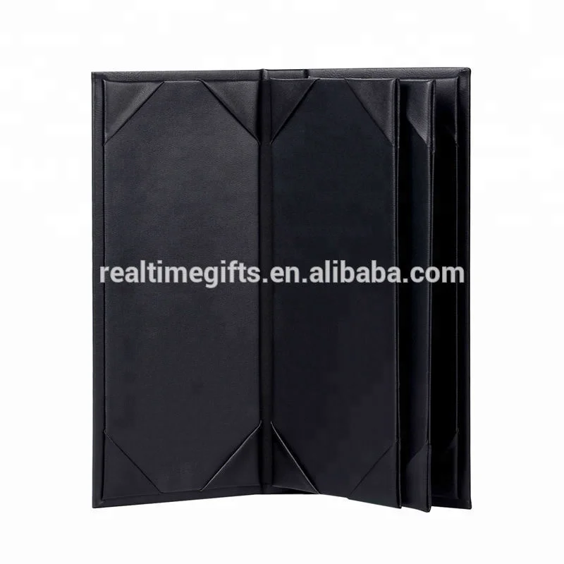 
Handmade Black 6 Views Coffee Bar 4.25'*11' PU Leather Drink Menu Holder 