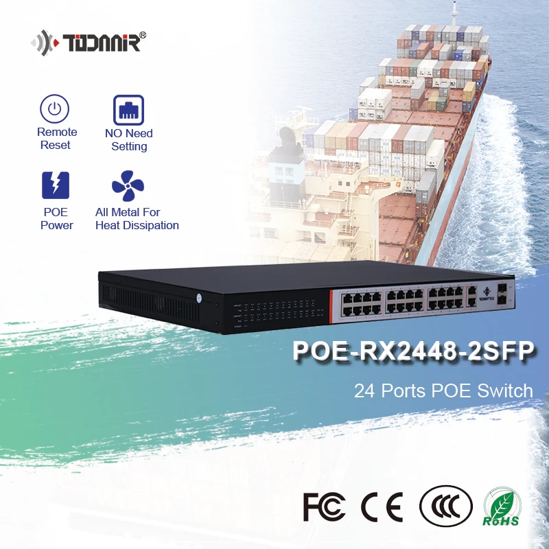 Todaair 24 ports ethernet poe switch 48v for outdoor cpe device