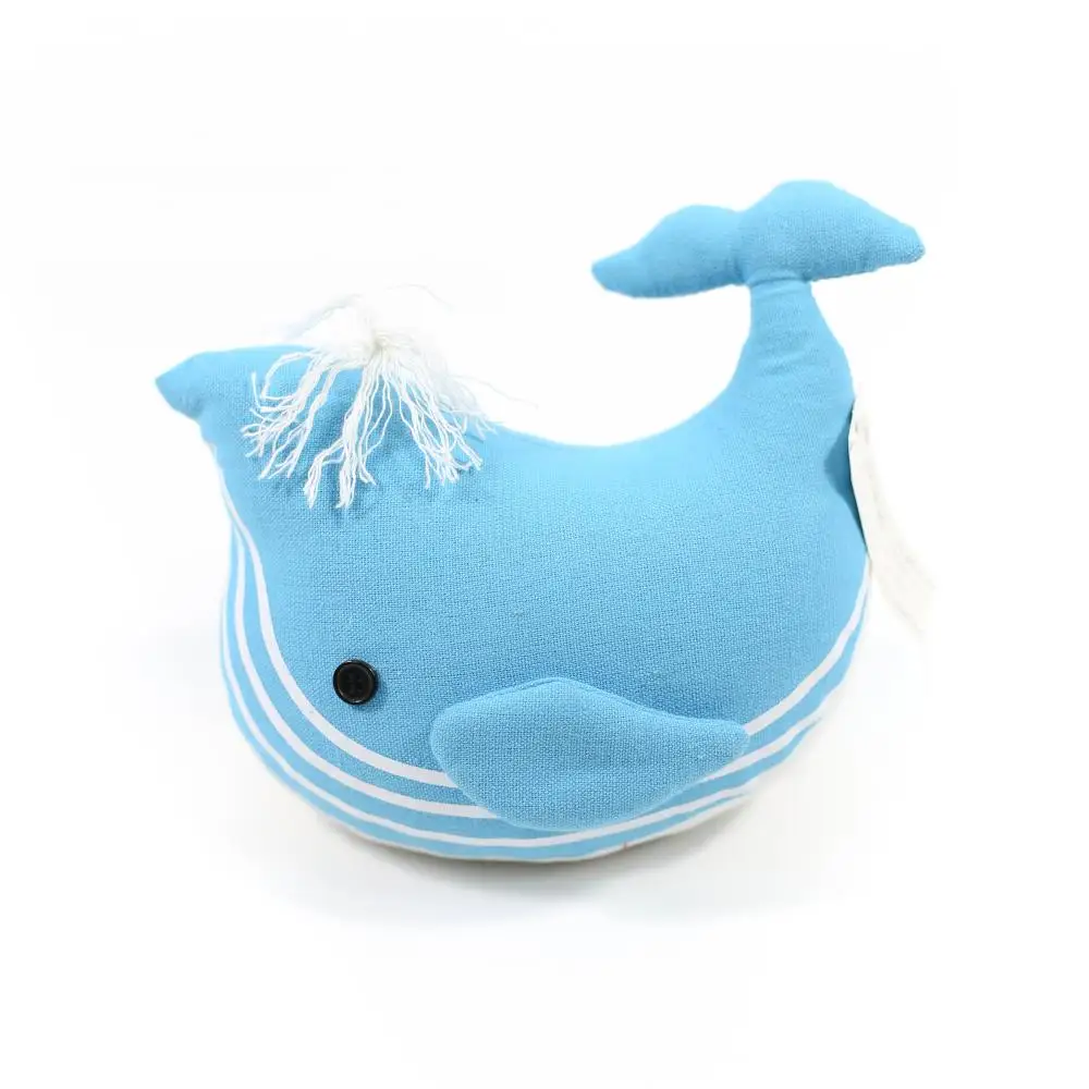 decorative fabric whale sand filled door stop