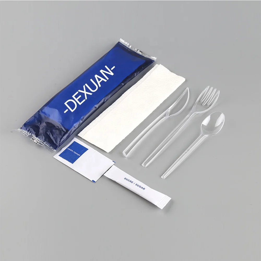 Disposable knife Fork Spoon Plastic Cutlery Set For Airline Plastic Cutlery Set With Pepper Salt