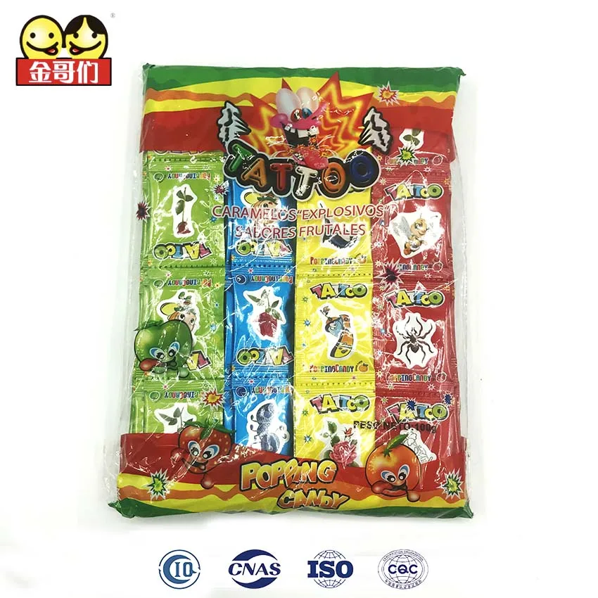 
Pop Rocks Packing Mixed Fruit Flavor Sweet Popping Candy with Tattoo Paper in Bag 