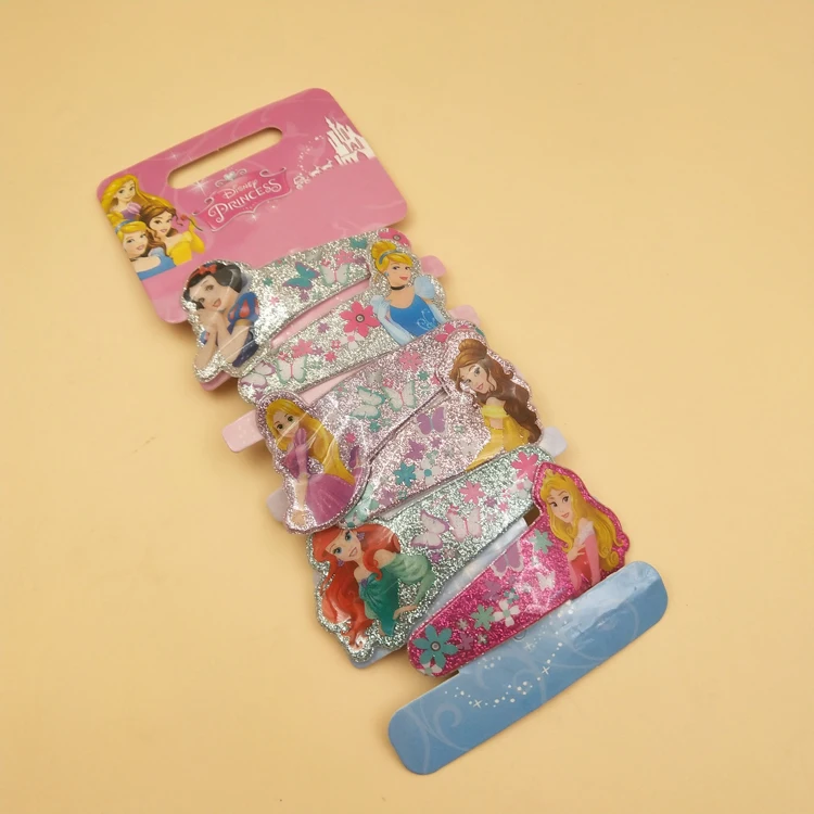 
Wholesale high quality custom glitter printed metal kids snap hair clips for girls 