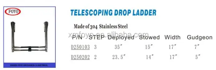 stainless steel telescoping drop ladder for sailboat