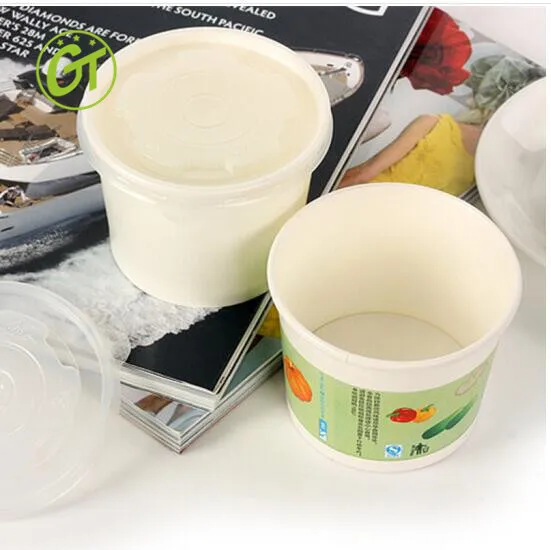 
custom design soup takeaway paper bowl with lid logo printed disposable pasta bowl for take away fast food packing paper bowls 