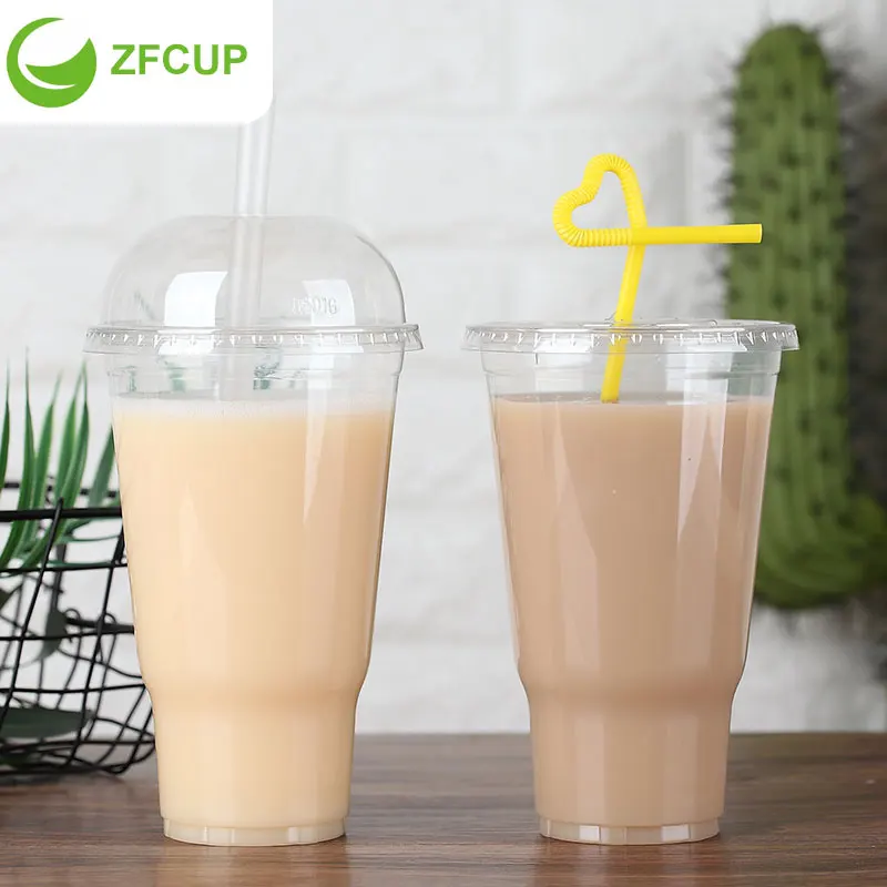 
ZFCUP 32 oz Clear Plastic Cups Comfortable Drinking Experience Recycled Plastic Cups with Logo 