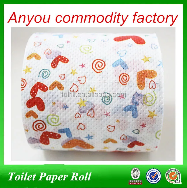 Wholesale Cartoon small heart printed virgin wood pulp custom printed toilet paper roll