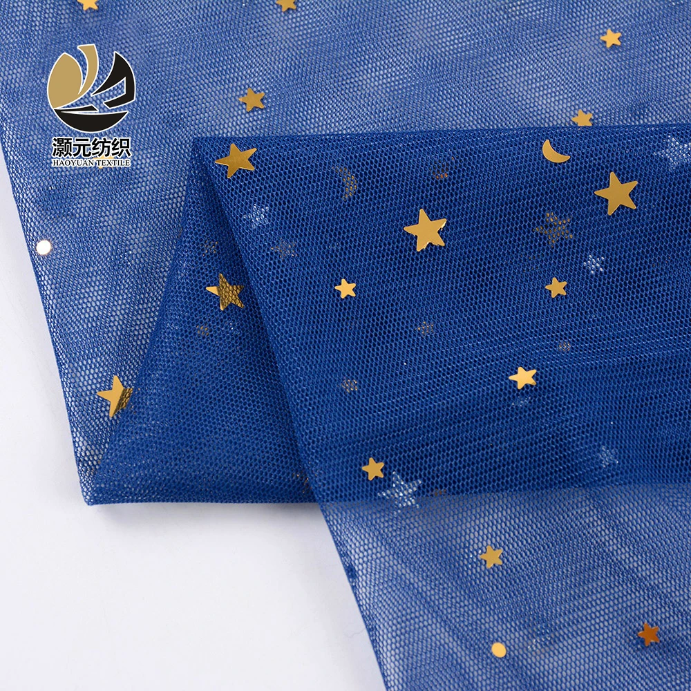 Pay for sample bridal veil navy blue tulle gold moon and star sequin fabric for women dress
