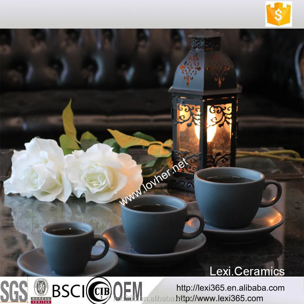 
65ml 150ml 250ml Durable Porcelain Dishware Safe Espresso Coffee Cappuccino Cup Saucer Sets 