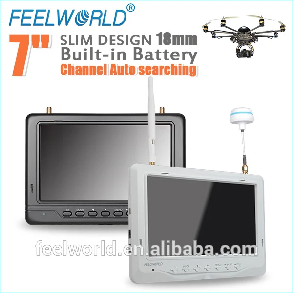 Feelworld 7 дюймов hd fpv монитор встроенной аккумулятор и двойной приемник 1024 * 600 разрешение для dji камерой дрона