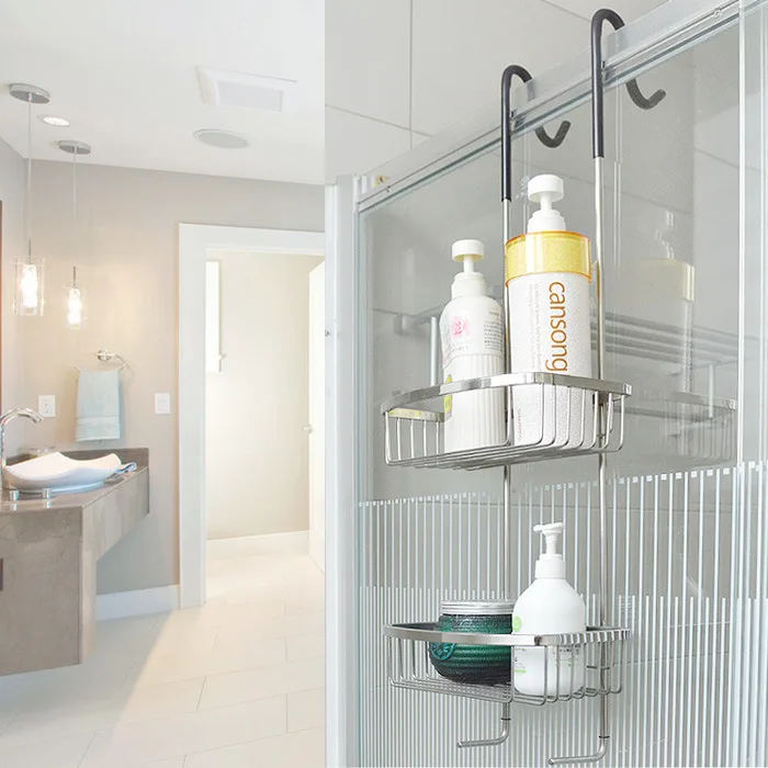 
304 Stainless steel fastening without drilling corner shower shelf hanging 