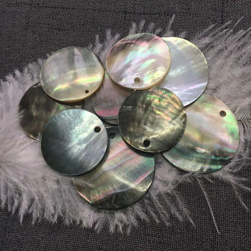 10-30mm drilled black mother of pearl shell polished round discs abalone pearl shell for jewelry