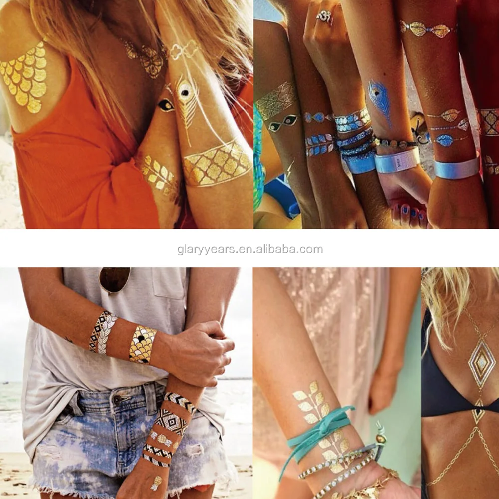 
Gold Body Jewelry Metallic Temporary Tattoos Butterfly Sticker 