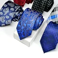 2016 Fashion Polyester Silk Striped Paisley Neck Tie 7cm Skinny Neckties Wedding Business Suits Ties for