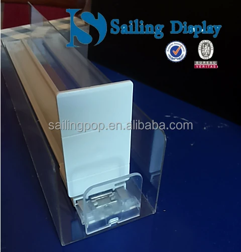 PS bottle shelf pusher for supermarket gondola racks