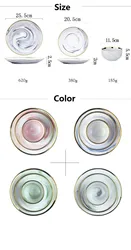 Promotion Home Restaurant Marble Ceramic Dinnerware sets 12 pieces porcelain tableware set table top dinner plate salad plate