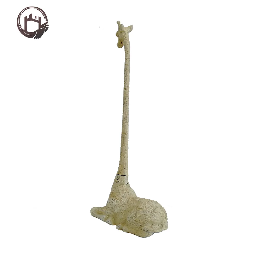 Antique finish bronze metal cast iron giraffe animal shaped toilet tissue paper roll holder rack