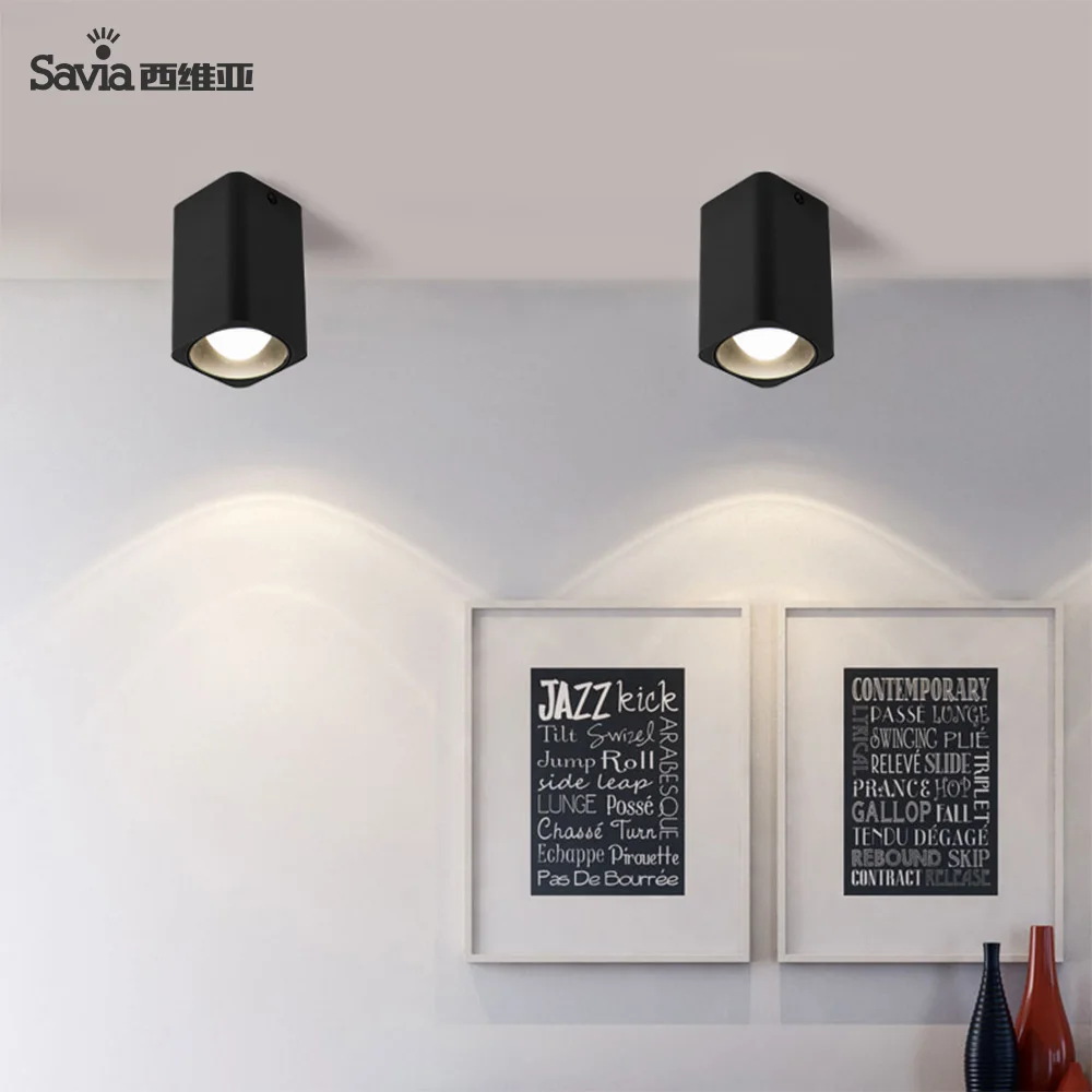 Savia Modern Aluminum 12W Cob Square Surface Mounted Ceilling Fitting Lamp Spotlight LED Downlight For Living Room/Restaurant