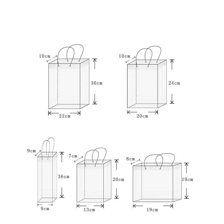 
Custom logo printed wholesale gift transparent pp plastic handle bag for shopping 
