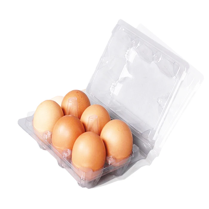 Customized Disposable Clear 6 Compartment Blister Plastic clamshell Egg Tray Packaging