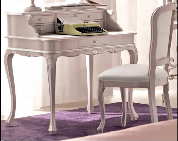 Bisini European Style Luxury kids desk with chair, Wooden Children Computer Table With Chair (BF07-70174)