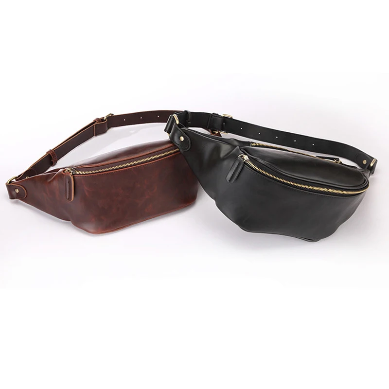 Luxurious Mens Leather waterproof Minimalist luxury women Waist belt Bag for woman Trendy Fanny Pack