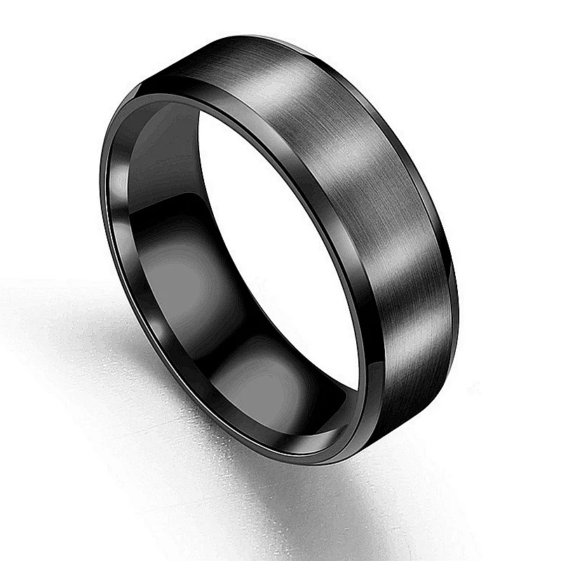 Blank design rings black and gold plating stainless steel ring women men stainless steel rings jewelry for gift