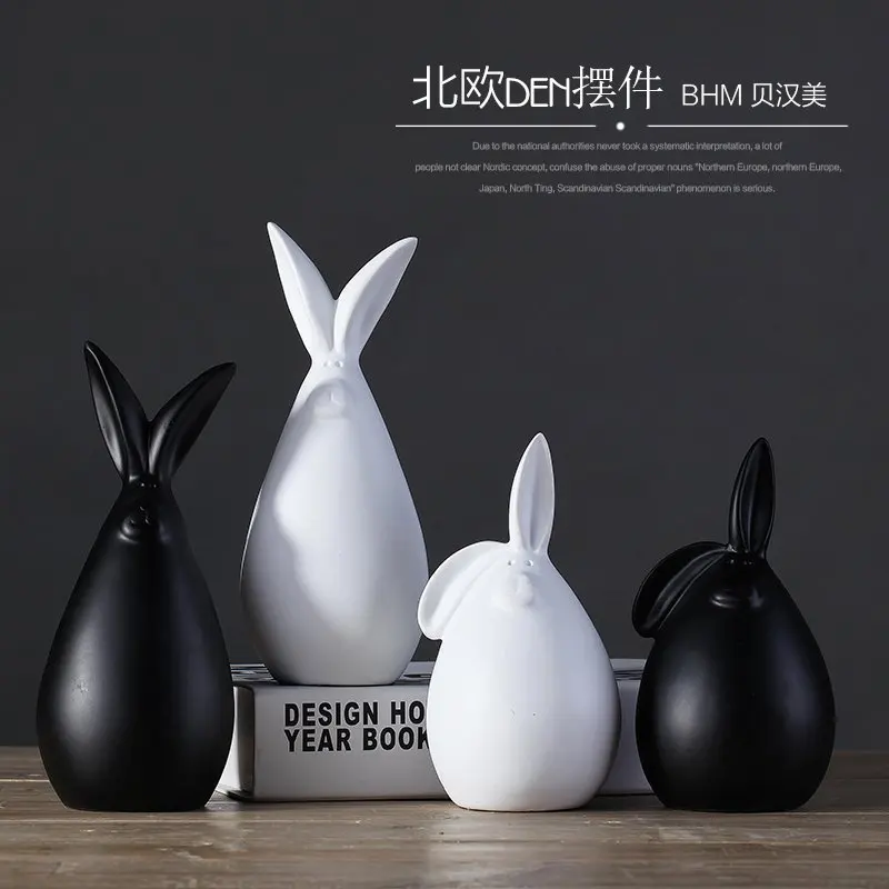 Фарфор ремесло ручной кролик ремесло для таблицы декора