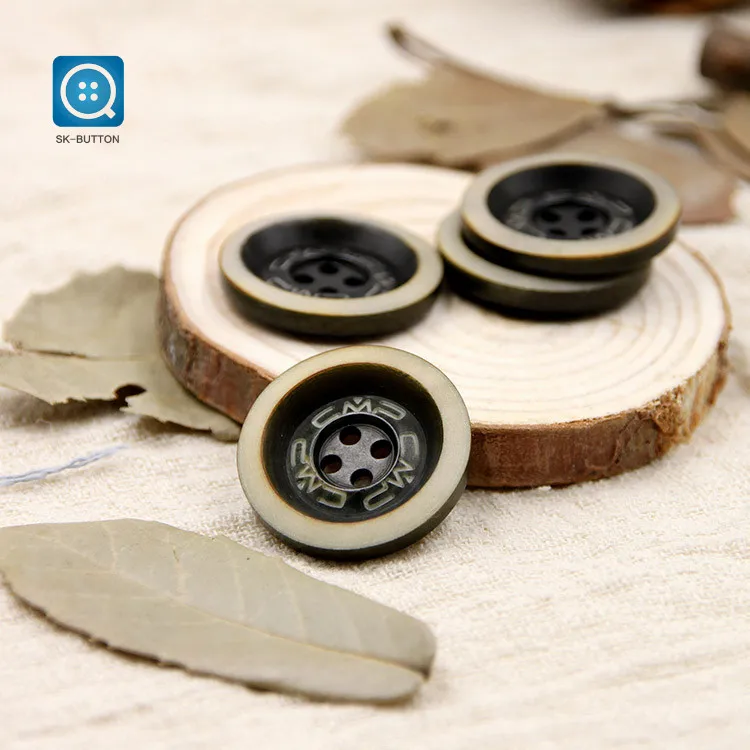 SK Customized customer design engrave Khaki real natural Corozo Nut wooden botones de madera Buttons for Clothing
