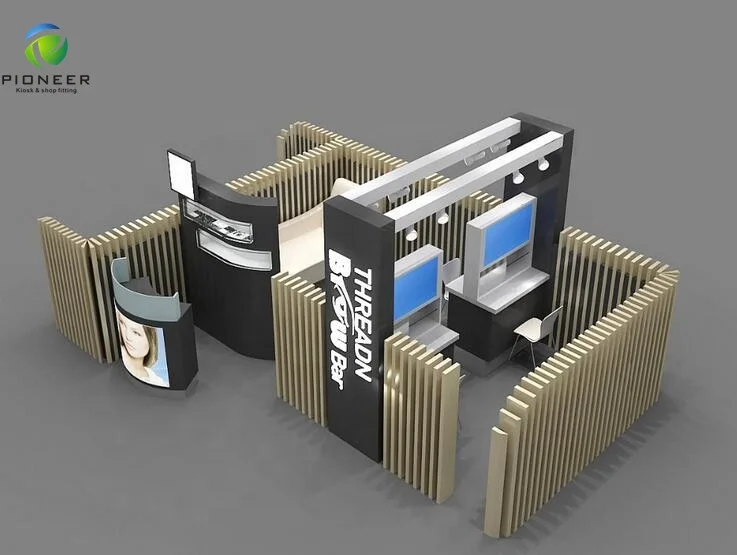 
Wooden Design Hot Sale Customized Eyebrow Display Kiosk For Retail Store 