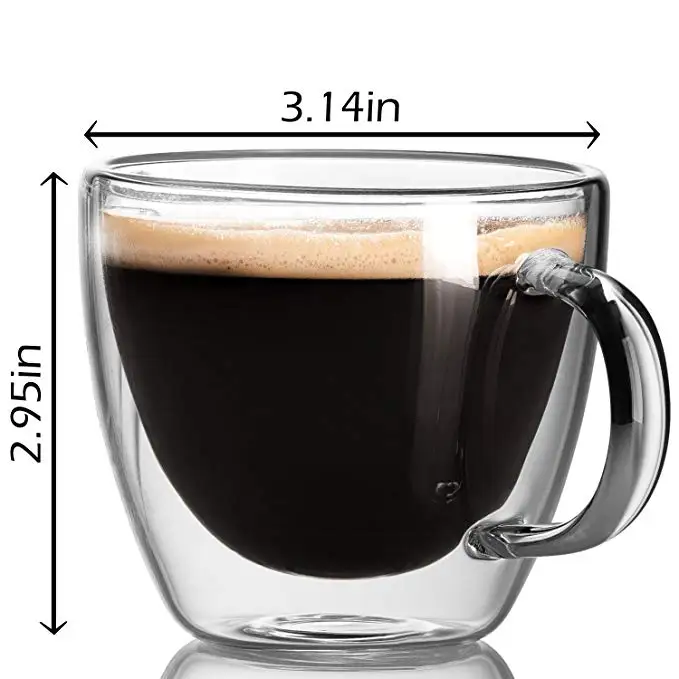 hot sale heat insulated double wall espresso glass coffee cup set
