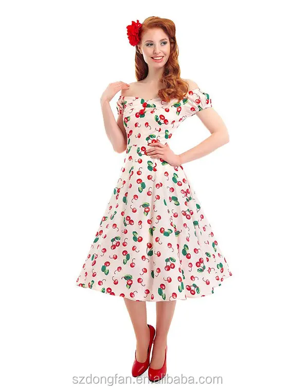 Vintage Retro 50s Style Dolores Cherry Swing Dress Rockabilly Pin Up Retro