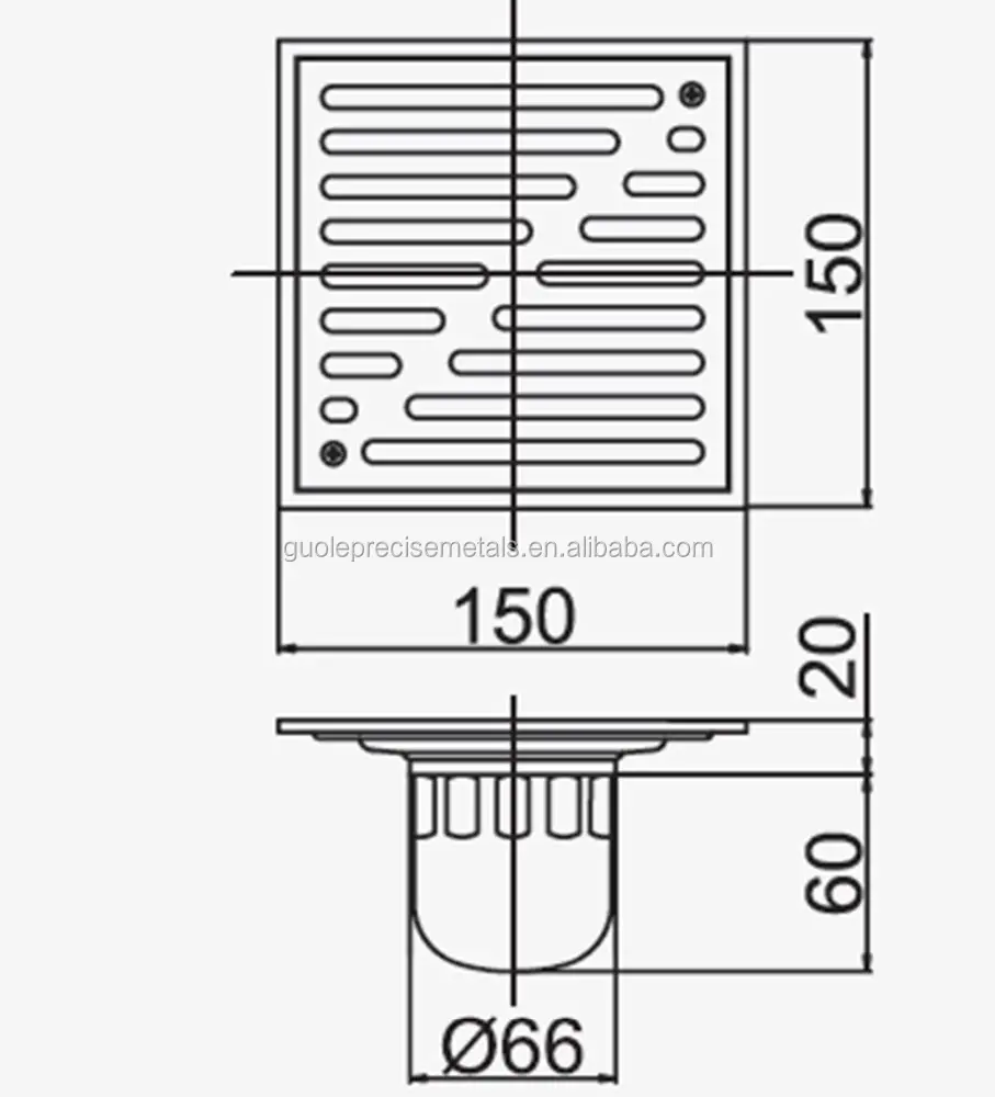 
304 Stainless steel Floor Drainer 150*150mm Shower Floor Drain Grate,Chrome 