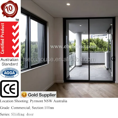 AGWA&WERS&AS2047 sliding door aluminium doors and windows designs with Australian standard approved