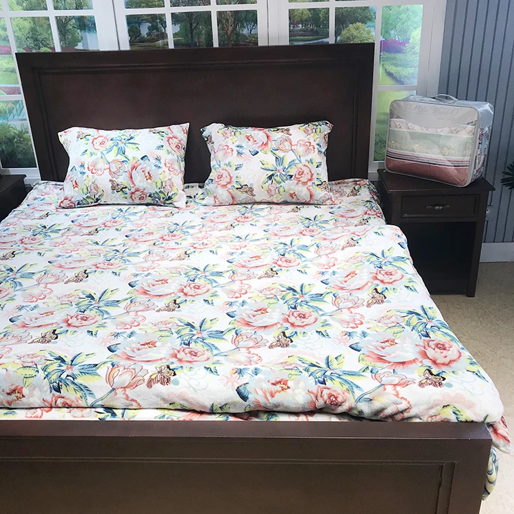 Home Bedding Comforter Sets with Bed Cover Blanket Adult Jacquard Printed Flannel Fleece 100% Polyester King Size 4pcs 60 4 Pcs