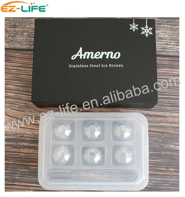 Most Popular Items Reusable stainless steel ice cube   Diamond  Whiskey Stones with Tongs bottle stopper gift set