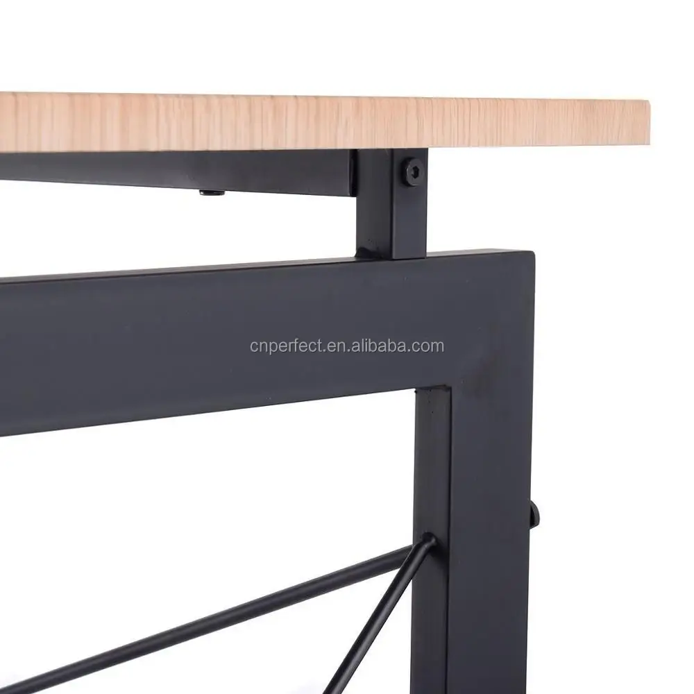Office Furniture Computer Desk Metal Frame Home Study Writing Reading Laptop Table with Storage Shelf