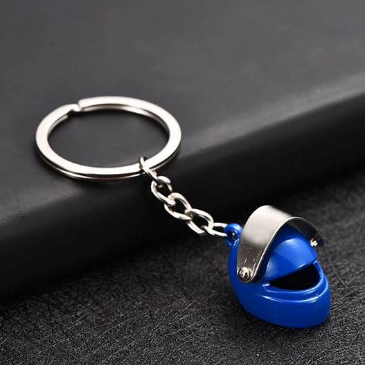 wholesale 4 colors  metal mini motorcycle drivers helmet keychain