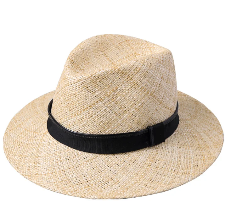 Hand weave natural raffia straw panama hats with wide brim high quality panama hat wholesale