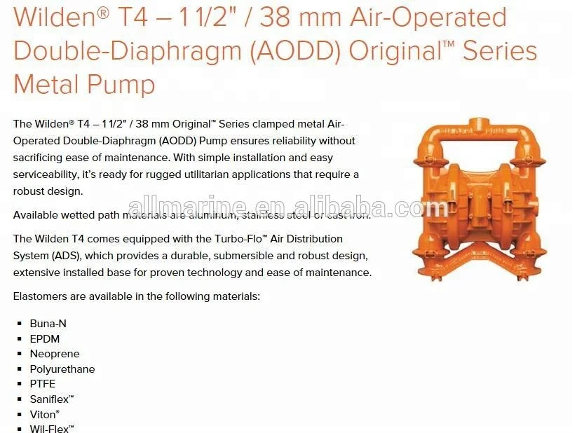 Wilden Pump, T series T1,T2,T4,T8 Aluminium case