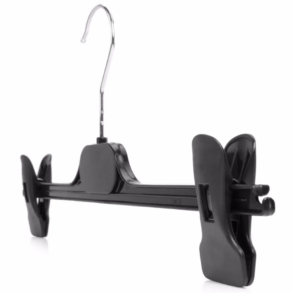 Pack of 20 Black Plastic Clip Hangers Metal Hook, Pants, Skirt Coat Clothes Hanger 14 Inches