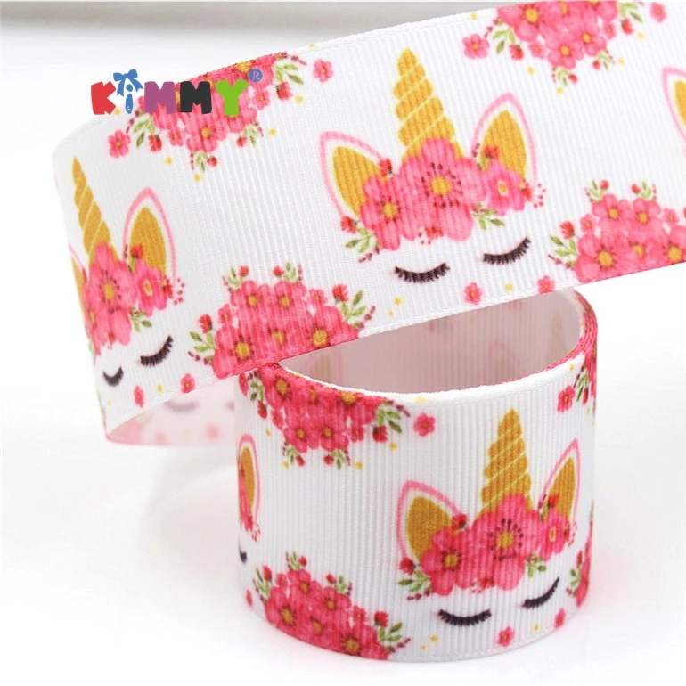 38mm Width Printed Grosgrain Ribbons Unicorn Wedding Decoration Packing Cinta Fita Ribbons Unicorn Gift