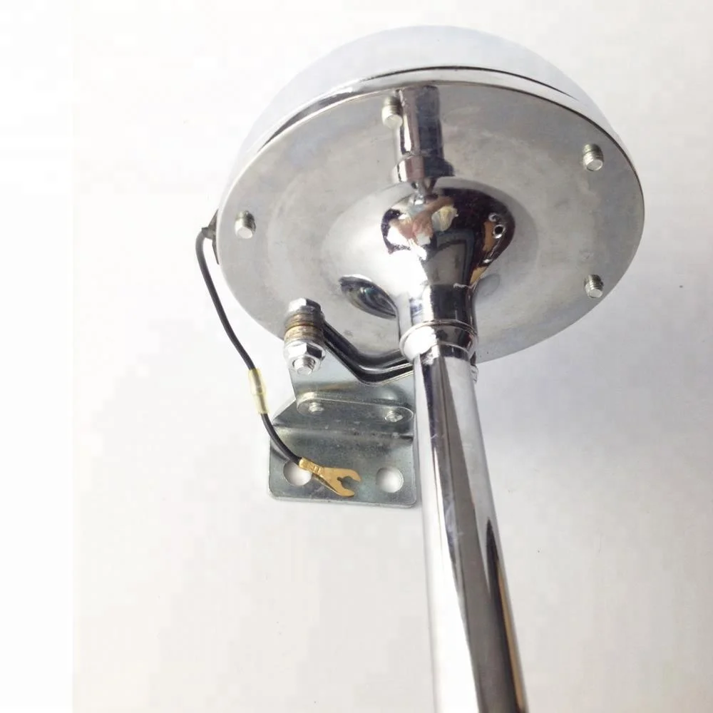 Loud 115dB Powerful Single Stainless Steel Trumpet Marine Electric Train Air Horn for Boats or RV or Trucks Chrome 12V