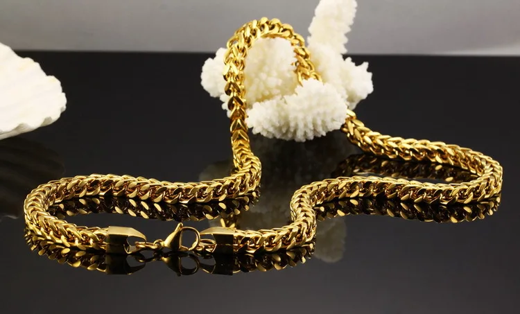 
Wholesale Gold Plated Punk Rock Style Chunky Heavy Wide Stainless Steel Link Chain Necklace 