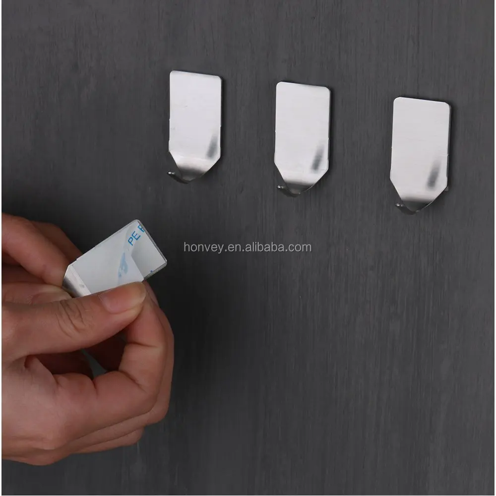 
Hot Sell 8pcs 304 Stainless Steel Self-adhesive Home Kitchen Wall Door Holder Hook Hanger Hanging Coat Hooks 